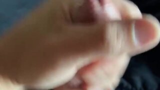 Putting on and ejaculating on a pair of boxer shorts from sarges laundry basket