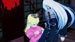 Sephiroth fucks Peach doggystyle against a wall - Super smash bros Hentai.