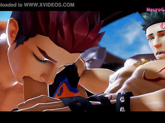 Passionate Gay Lovers in Red Sports Car - 3D Hentai