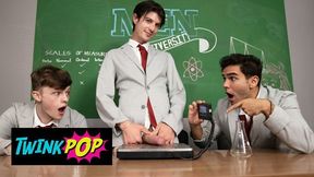 Jake Preston, Joey Mills And Damian Night In College Class Turns Into A Dick-measuring Contest And Then A Hot Group Sex