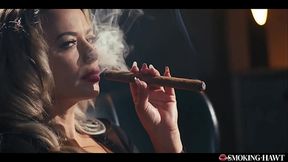 Smokin' hot MILF teases with big tits and deepthroat blowjob