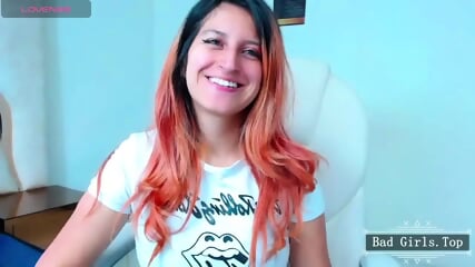 Very hot red long hair busty teen webcam solo