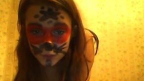 My playful girlfriend is masturbating her pussy in front of webcam