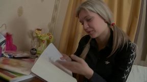 Barely of age Tatyana Konovalova a whore with light hair gets her ass opened