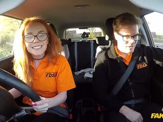 Fake Driving School - British ginger babe Ella Hughes gets her perfect pussy fucked during driving lesson
