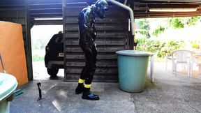 Rubberdrone pissing outdoor