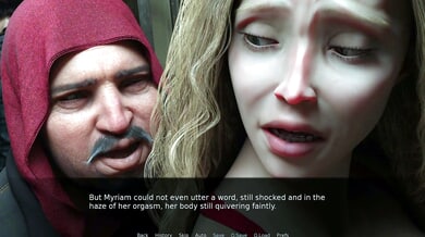 Blonde in blue lace dress becomes the center of attention in this animated subway fantasy