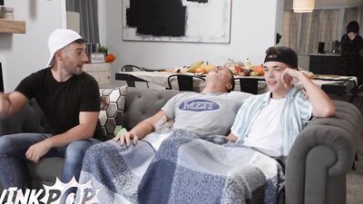 TWINKPOP - Troye Dean And Logan Aarons Hide Under A Blanket For Some Sneaky Cock Stroking