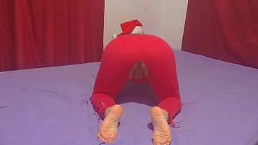 Ayudante De Santa Cogida En Ropa De Trabajo Celebrando Navidad Y Fin De Año (Chupa Y Cabalga La Zorra)