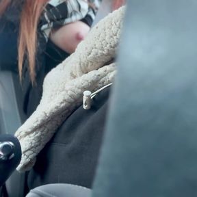 Italian Big Tits Long hair Milf Artemisia Love Hot Solo Car ride Driving around and flashing her big tits and horny nipples