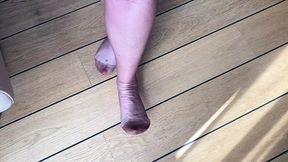 Mrs Mature Feet showing you all a real pair of vintage RHT nylons pre 1950