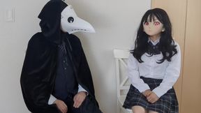 HENTAI Aibu。廃墟。セクシーな衣装。電動バイブでオナニー。