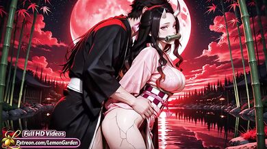 Nezuko pounded in demonic heat big tits doggy style