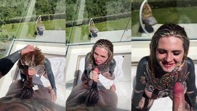 pov balcony split tounge deepthroat head with facial 😈💦