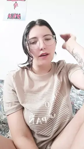 Cute German girl with hairy pussy teases and licks herself