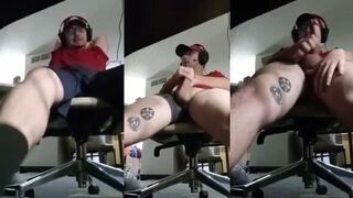 Galixey's exhibitionist friend spunks all over his while gaming with his and his big dicked friend