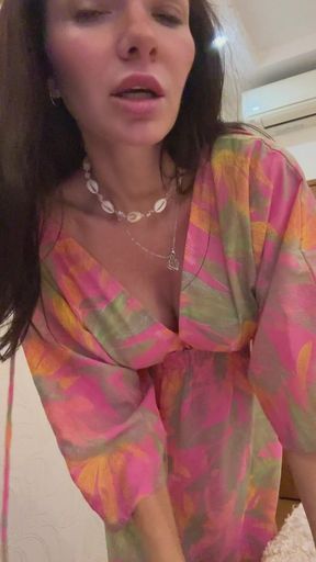Horny onlyfan with natural tits shows off her petite perky titties