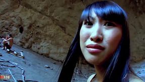 Busty Asian slut Sharon Lee takes it up the ass deep in a fucking cave