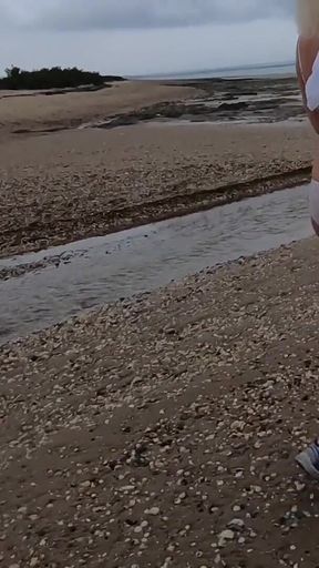Stripping Naked and Walking on Public Beach