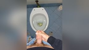 A Young Guy Went Into A Dirty Public Toilet To Pee And Jerk Off
