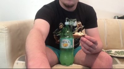 Amateur chap is stroking his tiny pecker in front of the camera