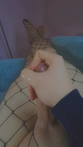 femboy cumming in fishnets