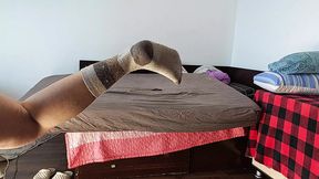 Amateur wife enjoys trying on and cutting her clothes