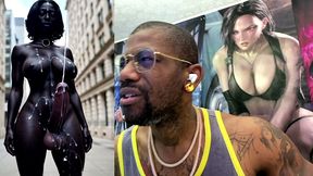 long hard cock transgender ebony girl cumming in public, ai generated