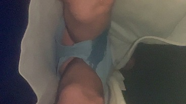 Amateur boy wetting his light blue undies. POV (filmed from underneath)