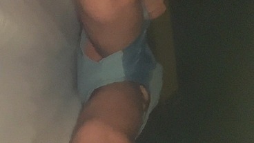 Amateur boy wetting his light blue undies. POV (filmed from underneath)