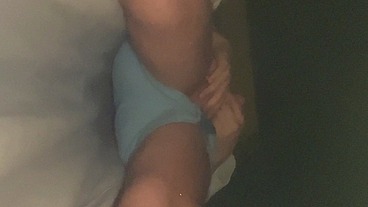 Amateur boy wetting his light blue undies. POV (filmed from underneath)