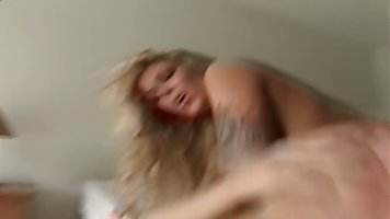 Stunning blonde woman is getting doublefucked the way she wanted and expecting a facial in the end