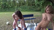 Japanese women aren't so good on the soccer field, but they're all the better on the grass during group sex, with blowjobs and fucking.