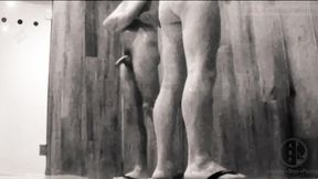 a boy is discussing with his horny stepdad in the pool s public showers when daddy suddenly pees on him