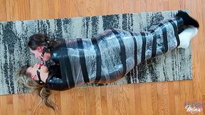 Cara and Minx - Friends Wrapped, Wriggling and Double Ball Gagged (MP4 Format)