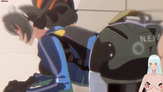 Luxurious policewoman and her immense boner in her donk