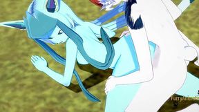 Hardcore 3D Furry Fuck: Glaceon Jerks Off Cinderace, Takes Him Deep and Gets Creampied