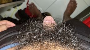 I masturbated while looking at my very long dick hair