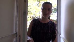 Big ass brunette with small tits pounded hard on the couch