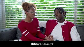RoughUse -FreeUse Black Teen Stepsister &amp_ Stepbrother Threesome With White Boy Tutor From Class - Lacey London , James Cameron , Nicky Rebel