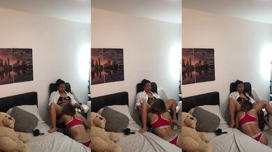 Petite ebony lesbian scissoring with dripping wet pussy and strapon