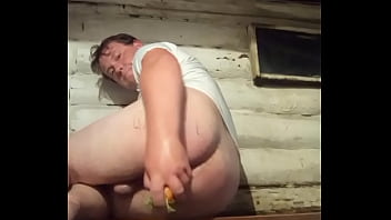 A Russian gay man with big balls and a huge round ass fucked anal with carrots!