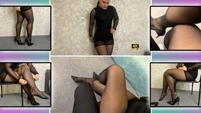 Sexy MILF Seduces With Pantyhose And Legs 4K - Nylon - Foot Worship - Soles - Muscular Calves - Foot Domination - Stockings - Nylon Clothing - Foot Fetish - Embarrassed Girl - Nylon Pantyhose Rubbing - Voyeurism - Girl in Nylon Dress - Stretching - High H