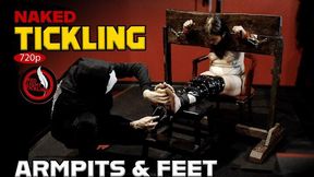 Ticklish Giantess Gaga Oiled and Merciless Tickled in the Stocks with Hands, Hairbrush and Tools | 720p