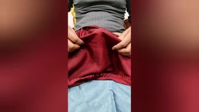 Satin Silk Handjob Porn - Dick Head Rub with Satin Silky Maroon Suit of Nurse (84)