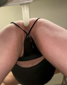 Dildo ride in black g strings