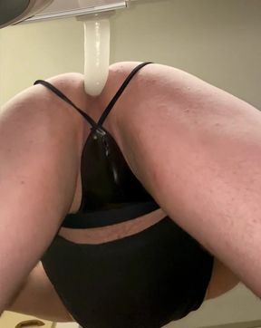 Dildo ride in black g strings