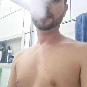 Smoking and peeing in the toilet