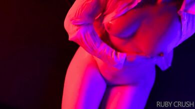 Oil slick teen rubs her drenched valley slow and shy Ruby Crush