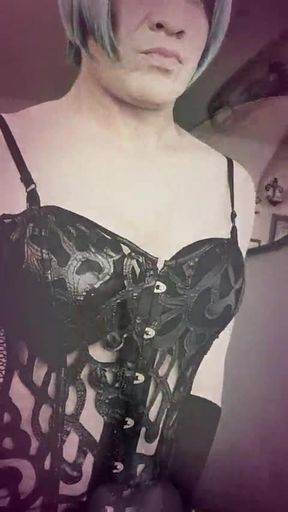 sexy Brazilian Sissy shemale pumps her tight little ass pipe PMV